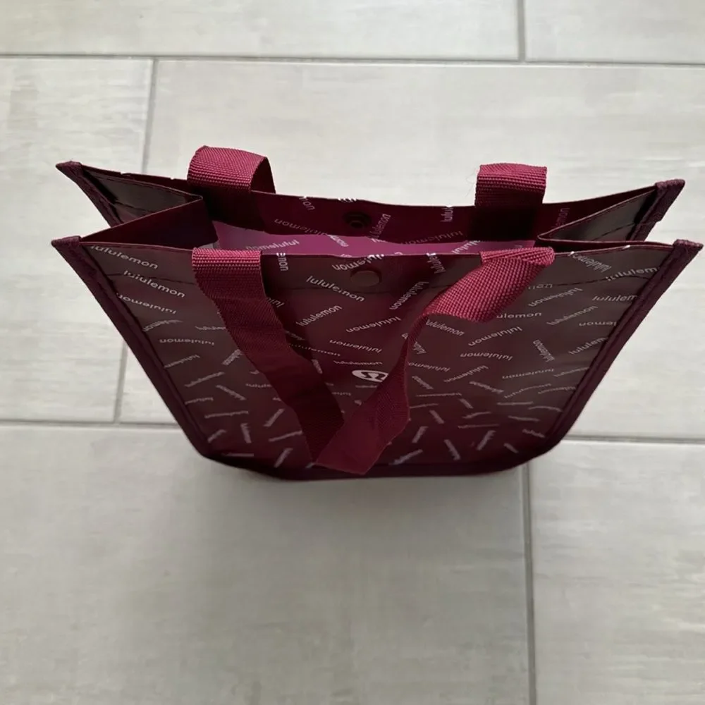 NEW Lululemon 2023 Holiday Edition Small Burgandy Logo Reusable Tote Bag - Picture 2 of 7